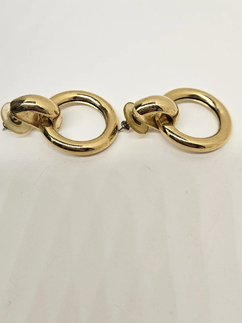 Door Knocker Gold Tone Earrings Stud Pierced Hoop Dangle Vintage
